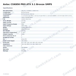 Antec CSK850 PRO ATX 3.1 Bronze SMPS