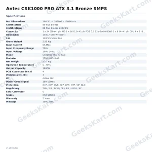 Antec CSK1000 PRO ATX 3.1 Bronze SMPS