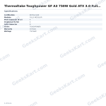 Thermaltake Toughpower GF A3 750W Gold ATX 3.0 Fully Modular SMPS
