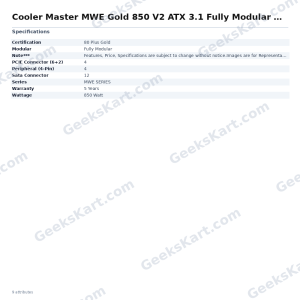 Cooler Master MWE Gold 850 V2 ATX 3.1 Fully Modular SMPS