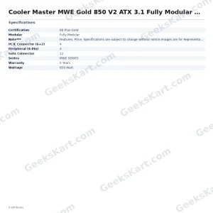 Cooler Master MWE Gold 850 V2 ATX 3.1 Fully Modular SMPS