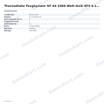 Thermaltake Toughpower GF A3 1050 Watt Gold ATX 3.1 Fully Modular SMPS