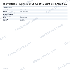 Thermaltake Toughpower GF A3 1050 Watt Gold ATX 3.1 Fully Modular SMPS