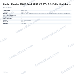 Cooler Master MWE Gold 1250 V2 ATX 3.1 Fully Modular SMPS