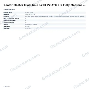 Cooler Master MWE Gold 1250 V2 ATX 3.1 Fully Modular SMPS