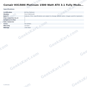 Corsair HX1500i Platinum 1500 Watt ATX 3.1 Fully Modular SMPS