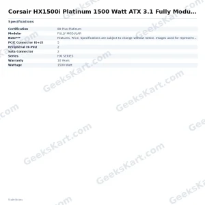 Corsair HX1500i Platinum 1500 Watt ATX 3.1 Fully Modular SMPS
