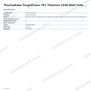 Thermaltake ToughPower TF1 Titanium 1550 Watt Fully Modular SMPS