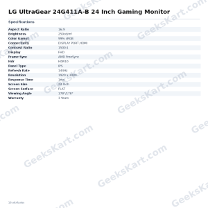 LG UltraGear 24G411A-B 24 Inch Gaming Monitor