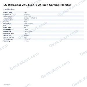 LG UltraGear 24G411A-B 24 Inch Gaming Monitor