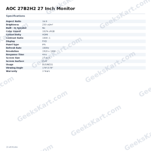 AOC 27B2H2 27 Inch Monitor