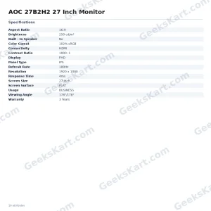 AOC 27B2H2 27 Inch Monitor