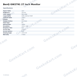 BenQ GW2791 27 Inch Monitor
