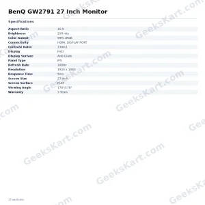 BenQ GW2791 27 Inch Monitor