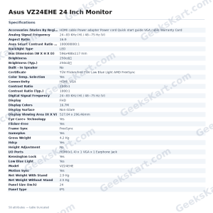 Asus VZ24EHE 24 Inch Monitor