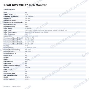 BenQ GW2790 27 Inch Monitor