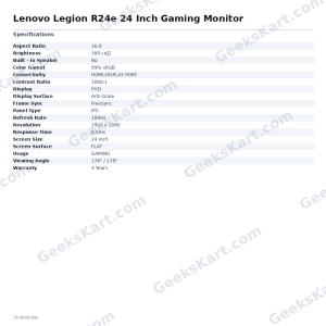 Lenovo Legion R24e 24 Inch Gaming Monitor