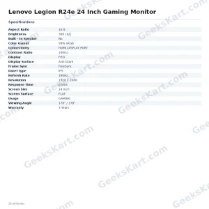 Lenovo Legion R24e 24 Inch Gaming Monitor