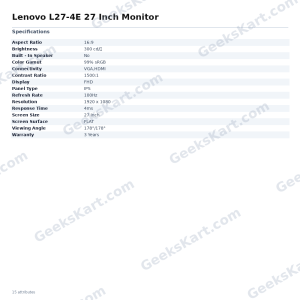 Lenovo L27-4E 27 Inch Monitor