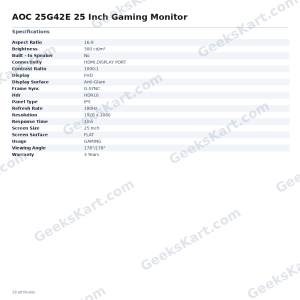AOC 25G42E 25 Inch Gaming Monitor