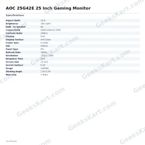 AOC 25G42E 25 Inch Gaming Monitor