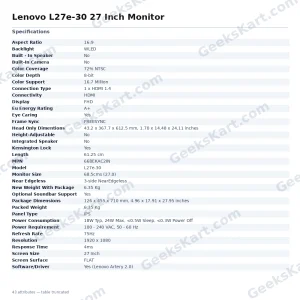 Lenovo L27e-30 27 Inch Monitor