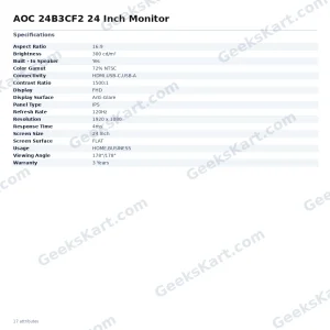 AOC 24B3CF2 24 Inch Monitor