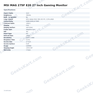 MSI MAG 275F E20 27 Inch Gaming Monitor