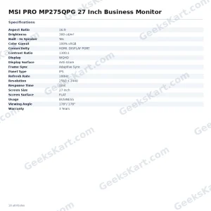 MSI PRO MP275QPG 27 Inch Business Monitor