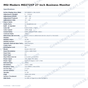 MSI Modern MD272XP 27 Inch Business Monitor