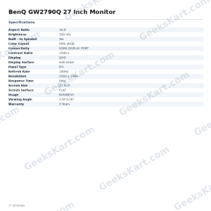 BenQ GW2790Q 27 Inch Monitor