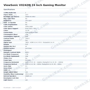 ViewSonic VX2428J 24 Inch Gaming Monitor