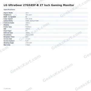 LG UltraGear 27GS65F-B 27 Inch Gaming Monitor