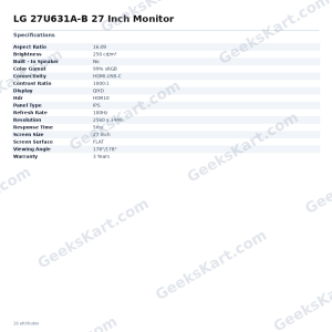 LG 27U631A-B 27 Inch Monitor
