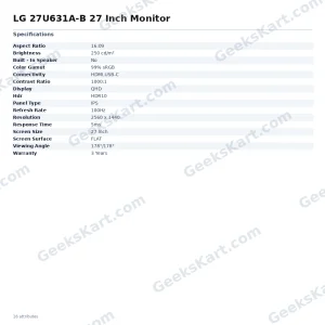 LG 27U631A-B 27 Inch Monitor