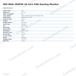 MSI MAG 255PXF 25 Inch FHD Gaming Monitor