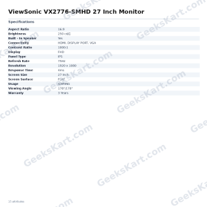 ViewSonic VX2776-SMHD 27 Inch Monitor
