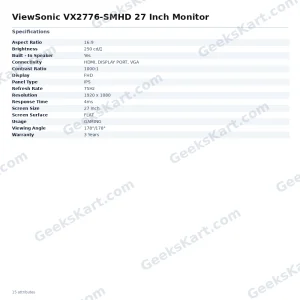 ViewSonic VX2776-SMHD 27 Inch Monitor