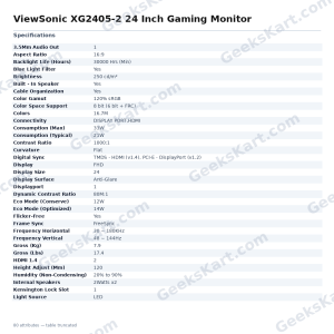 ViewSonic XG2405-2 24 Inch Gaming Monitor
