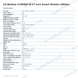 LG MyView 27SR50F-W 27 Inch Smart Monitor (White)