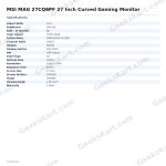 MSI MAG 27CQ6PF 27 Inch Curved Gaming Monitor