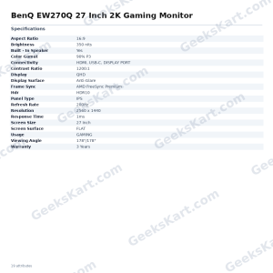 BenQ EW270Q 27 Inch 2K Gaming Monitor