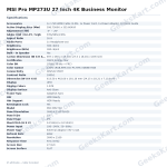 MSI Pro MP273U 27 Inch 4K Business Monitor