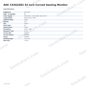 AOC C32G2ZE2 32 Inch Curved Gaming Monitor