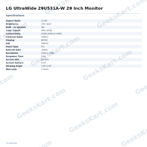 LG UltraWide 29U531A-W 29 Inch Monitor