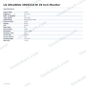 LG UltraWide 29U531A-W 29 Inch Monitor