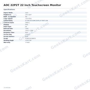 AOC 22P2T 22 Inch Touchscreen Monitor