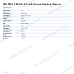 MSI MAG 32CQ6F 32 Inch Curved Gaming Monitor
