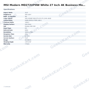 MSI Modern MD272UPHW White 27 Inch 4K Business Monitor