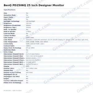 BenQ PD2506Q 25 Inch Designer Monitor